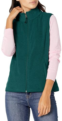 Amazon Essentials Gilet Polaire Doux sans Manches À Coupe Classique (Disponible en Grande Taille) Femme, Vert Foncé Chiné, XL