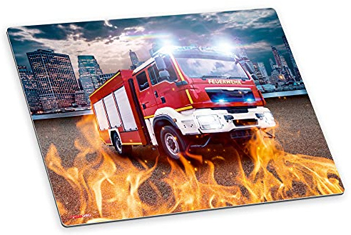 itenga Schreibtischunterlage Feuerwehr Feuerwehrauto abwischbar rutschfest glatt Kunststoff