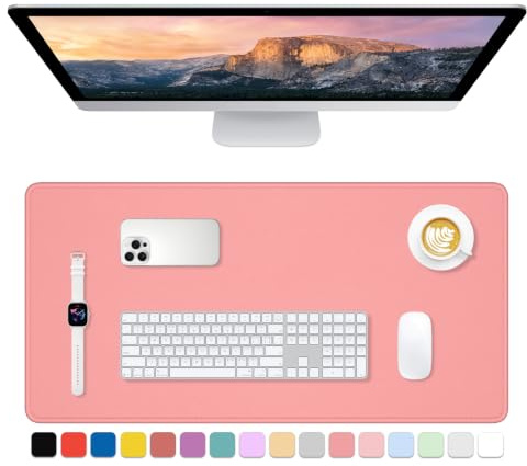 Dapesuom Large Gaming Mouse Pad, Extended Mousepad with Stitched Edges, Water Resist Keyboard Pad with Non-Slip Base, Big XXL Mousepad Desk Mat for gamer, Laptop, Office, 31.5x15.7in, Rose Pink