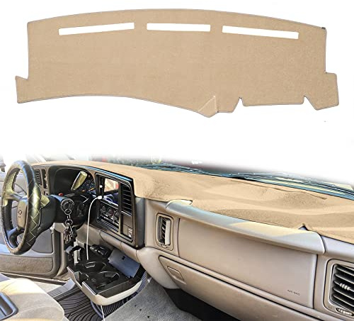 HanLanKa Dashboard Cover for Chevrolet Silverado 1500 2500 3500 1999-2006 Avalanche Chevy Tahoe Suburban GMC Sierra Yukon Dash Cover Mat(Premium Carpet, Beige)
