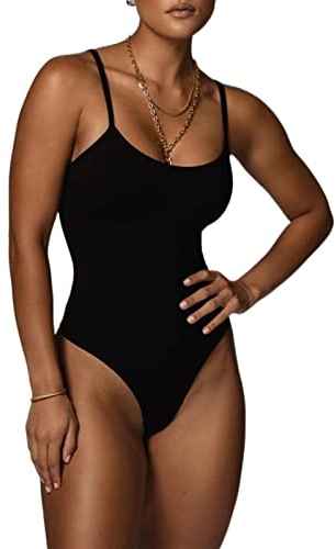 Bodysuit för kvinnor Shapewear Body String Thong Magkontroll Body Shaper Slimming Leotard Jumpsuit(Black,M)