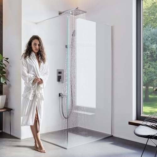 BIJON Duschwand Glas 70 x 200 cm Duschabtrennung Glas 8 mm ESG | Duschtrennwand, Duschglaswand, Glaswand-Dusche Walk-in Dusche, Glastrennwand, Nano - Lotuseffekt, M1