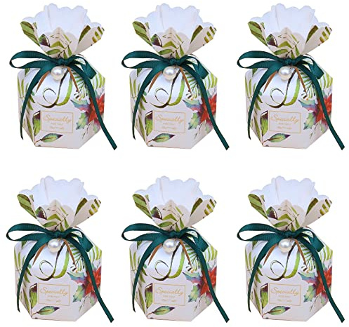 30 Stück Süßigkeiten Schachtel, Geschenkbox Gastgeschenk, Kleinen Schmuck Geschenkbox, Süßigkeiten Kästen Hochzeit mit Band für Hochzeit, Taufe, Party, Geburtstag (C)