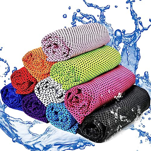 BGNXHYB 10 Stück Kühlendes Handtuch, Cooling Towel,Mikrofaser Handtuch, Kühltücher, Strandtuch mit Kühlfunktion für Fitness Sport Yoga, Golf, Camping, Strand, Training, Reisen, Yogahandtücher