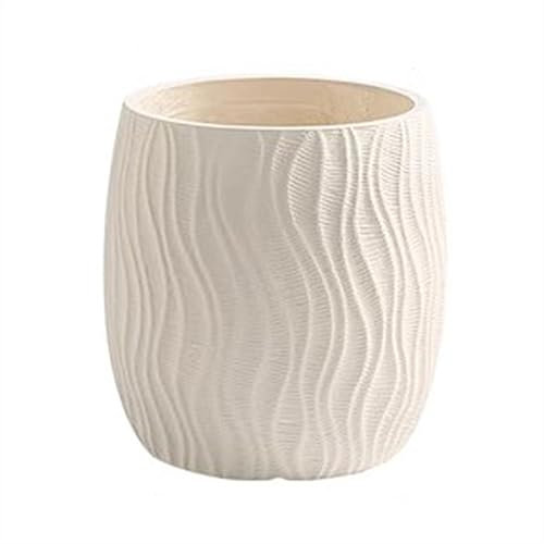 Maceta Interior Macetas for plantas de suelo, macetas redondas grandes de cemento, patrón de agua Simple, macetas de flores de plantas verdes de Color sólido Jardineras Exterior ( Color : Beige , Size