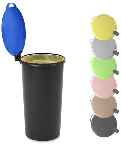 KUEFA VL 60l Müllsackständer, Mülleimer, Sammelbehälter mit Scharnierdeckel für den Gelben Sack, Pfandflaschen, Leergut (1, Himmelblau)