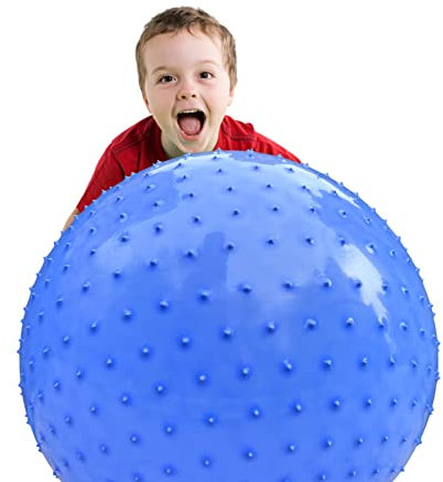penepico Grande palla di massaggio sensoriale per bambini, palline da yoga rimbalzanti da 85 cm, grande palla di esercizio gonfiabile con picchi tattili (1 set di palline (macaron blu))