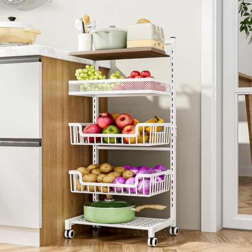 HapiRm Fruit Basket Kitchen Cart - 5 Tier Adjustable Vegetable Storage Rack