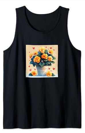 Begonia Plant In Pot Cottagecore Boho Hearts Graphic Tank Top