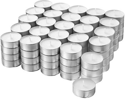 AEROLUGG Unscented Tea Light Candles, 50 Pack, 4 Hours Burning Time, White, for Wedding, Party, Home Decor, Birthday, Anniversary, Christmas, New Year, Candle