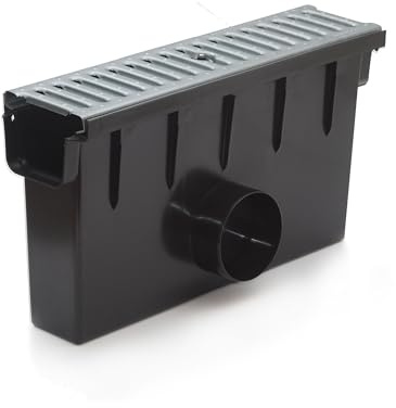 ScarMaxx - Hofablauf Hofsinkkasten - Bodenrinne - Regenwasser Ablauf - Abfluss mit Gitter - A15 - Komplett Set - Kompatibel mit dem 98mm-System - Begehbar Gully Stahl verzinkt - 13x50x27cm