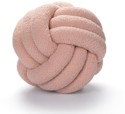 champracer Knotenkugelkissen Zierkissen Aesthetic Sofakissen aus Teddysamt Knotbugelwurf Kissen Ultra weiche handgewebte Knotbugel Lamm Samtsofa Kissen verwendet für Wohndekoration (28cm,Sakura rosa)