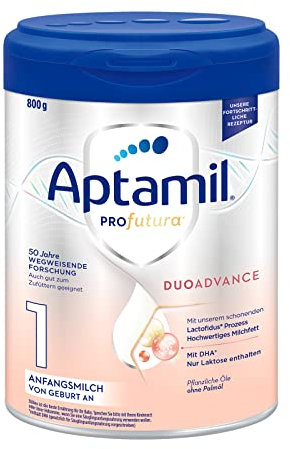 Aptamil Profutura DUOAdvance 1 – Anfangsmilch von Geburt an, Mit DHA, Nur Laktose, Ohne Palmöl, Babynahrung, Milchpulver, 1x 800 g (Packung mit 6)