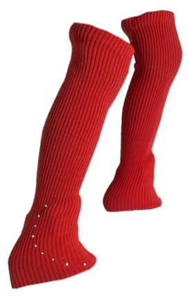Perfeclan Eiskunstlauf Beinlinge, Gestrickt, Lange Beinlinge, Moderne Dekoration, Eislaufsocken, Hohe Fußlose Socken für Workout, Tanzsport