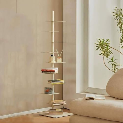 Bücherregal mit 9 Etagen, Metallrücken, Standregale, DIY-Metallrücken, Bücherturm, nordisches vertikales Regal, Bücherregal, bodenstehend, Mehrzweck-Aufbewahrungsregal, Ausstellungsregal, Bücherregal
