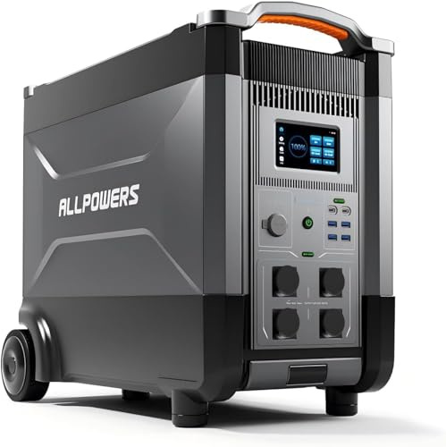 ALLPOWERS R4000 Centrale elettrica portatile, 3456Wh 4000W (6000W Picco) Generatore Solare con Batteria LiFePO4, 4×Prese CA e UPS, Ricarica Veloce in 1,2 ore per casa, emergenza, campeggio, camper