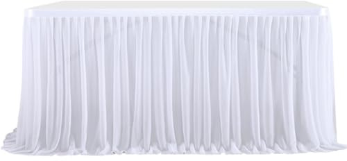 CREATCABIN Tischrock Weißer Tischrock Aus Tüll Schreibtischröcke Geburtstagsdisplay Dessert Tischdecke Hochzeitstischdecke Mit Klebeband Für Prinzessinnen Heimdekoration Fotografie Requisiten