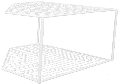 HIAKDOFT Kitchen Pot Rack Tiered Shelf for Corner Display Double Draining Pan Rack Shelf Convenient Pot Organizer Small Corner Stand Multi-function Kitchen Accessories for Tabletop Organize