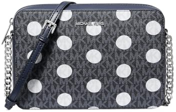Michael Kors Jet Set Large Polka Dot Signature Logo Crossbody Bag Navy