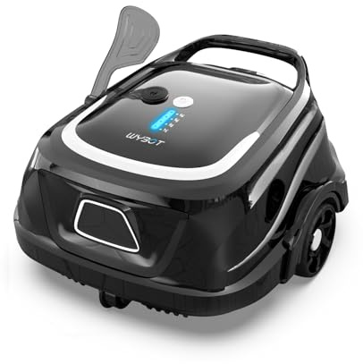 WYBOT A1 Robot Piscine sans Fil pour Piscine Hors Sol Jusqu'à 100m², 4 Cycles de Nettoyage, 120 Minutes d'Aspiration Puissante Robot, Double Filtration Aspirateur Robot Piscine, Noir Blanc