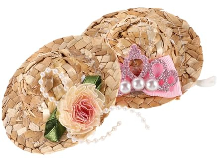 WOONEKY 2pcs Mini Hats for Chicken Parrot Bird Funny Tiny Hats Chicken Accessories Tea Party Dress up