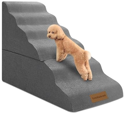 Hundreper för höga sängar 76 cm hög, 6-steg husdjur trappa/steg för små stora hundar, 30D skum husdjur hund steg för säng, hund ramp stege för gamla hundar