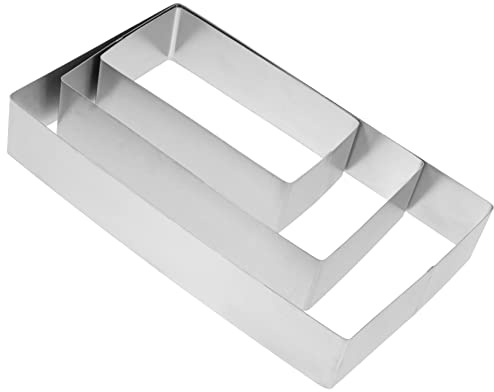 Hohopeti 3 Pièces Moule INOX Rectangulaire pour Pâtisserie Anneaux Mousse pour Découpe Tiramisu Cookies Fromage Pâtisserie DIY Acier Inoxydable et Réutilisable