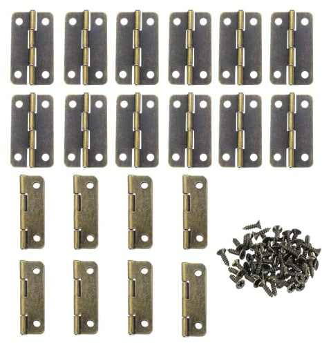 PATIKIL Small Hinges, 20Pcs 30 x 17mm Retro Iron Replacement Mini Hinges for Wooden Box with Mounting Screws for Cabinet Drawer Suitcase, Jewelry Box, Bronze