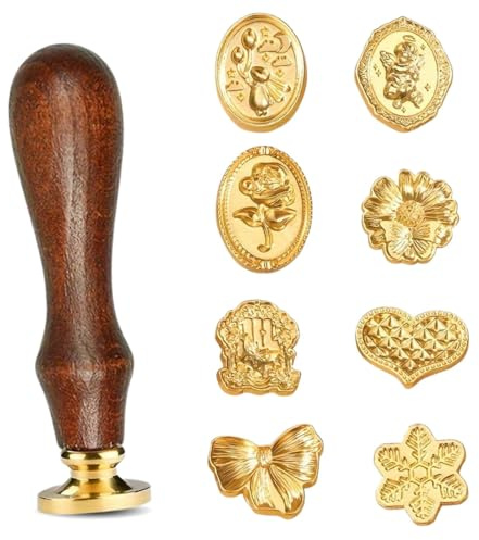 Wax Seal Stamp Kit, 6 Pcs Personalised Wax Seal Stamp, with 1 Pcs Handle, for Envelopes Invitation, Gift Packing, Decoration Items