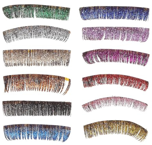 Angoily Faux Cils Pailletés en Fibre, 6 Paires, Souples et Confortables, pour Maquillage Diy, Spectacles et Festivals, Regard Glamour Couleur Aléatoire