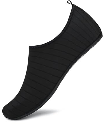 DSFIHJO Dykstrumpor vattenskor unisex snabbtorkande strandstrumpa barfota män kvinnor simning uppströms sneaker ljus yoga aqua sko randig färgglad värme, 001-K01-Svart, 40