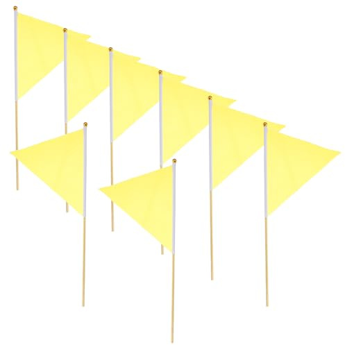 Healeved 8 Stück Markierungsfahnen für Garten aus Polyester mit Holzstab Dreieckig Farbige Rasenmarkierungsflaggen für Sprinkler und Pflanzenstandorte Outdoor Wimpel