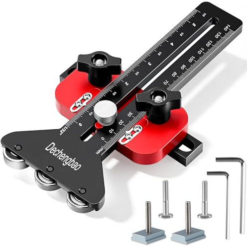 Dechengbao Gabarit de scie à table fin à 3 rouleaux, guide de déchirure fin pour coupes répétitives à bandes étroites, s'adapte aux fentes à onglet de 0,95 cm x 1,9 cm et aux rails en T de 0,6 x 1,9