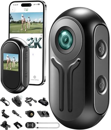 KLYMER Action Cam 2K mit 32 GB Karte, 120° Weitwinkel Body Cam mit WLAN | Helmkamera für Motorrad, Mini Bodycam Körperkamera, POV Kamera für Outdoor-Sport, Motorrad Dashcam