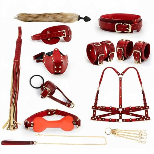Bdsms Set Accessoires Homme Kits De Bondage Hard Gay Pour Fouet Couple Menotte Professionnel Sm Kit Sangle Menottes Lit Bondaged Sex Retenue Et Ensemble Sexuel Bdsm Adulte Soft,Red