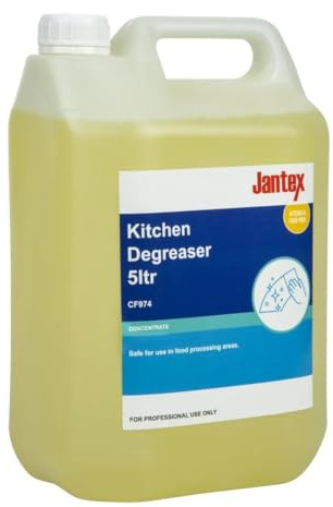 Jantex Commercial Heavy Duty Kitchen Degreaser Concentrate 5Ltr CF974 | Unperfumed and food-safe formula makes up to 500 litres of ready-to-use cleaner, with customisable 1:10 to 1:100 dilution.