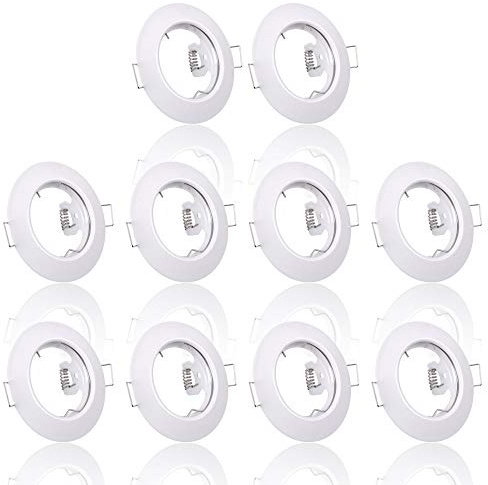 10x Einbaustrahler IP20 mit GU10 Fassung RUND weiß Einbauspot Einbauleuchte Rahmen Rostfrei Deckenspot Strahler Spot 863A-TP