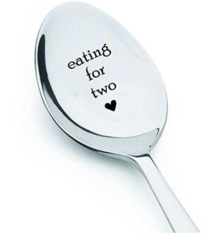 SP61 hochwertiger Löffel graviert mit „Eating For Two“, aus Edelstahl, Geschenk für schwangere Frauen, Mutter, Baby-Shower-Geschenk