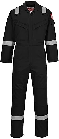 Portwest FR50 Herren Reflektierende Flammenbeständige FR-Antistatische Overallbogen-Beweis-Overalls 350g Schwarz, M