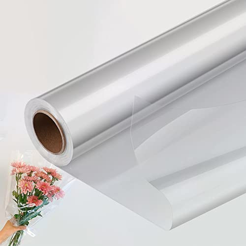 Rifrpha Rotolo Cellophane Trasparente per Confezioni 30m*43cm - Rotolo Carta Regalo Trasparente Cellophane per Imballaggio Natale