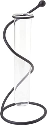 VBS Reagenzglashalter Vase Glas Metall 20.2 cm hoch 8.8 cm Durchmesser Elegante Dekoration