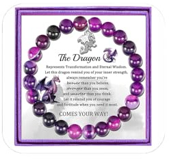PARTNER Dragon Bracelet Gifts Inspirational Dragons Jewelry for Friend Guardian Dragon Charm Bracelet, Strength & Protection Beaded Wristband for Women Success & Lucky Jewelry, Symbolic Courage Amulet for Entrepreneurs and Travelers, Thoughtful Encouragement Gift for Loved Ones(Amethyst Beads Bracelet)
