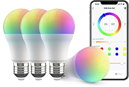 Broadlink Fastcon Smart Bulb LB4E27 4-Pack, Color Changing with Music Sync, A60/E27/9W/800LM, Works with Alexa and Google Home, GW4C Hub Required | Color Changing, Music Sync, No App Account Required, Fast Setup, Works with Alexa/Google Home, 800LM