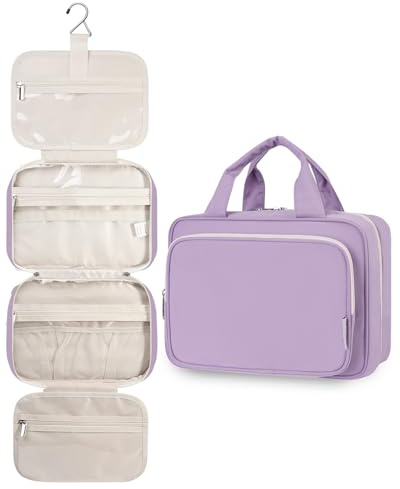 Stor hängande necessär, resesminkväska, kosmetisk organisatör för kvinnor och flickor, Purple (Large)