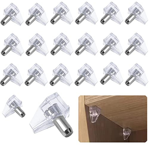 60 Pcs Clear Plastic Shelf Support Pegs - Cabinet Supports Pins, Holder Replacement, Bracket Steel Pin, 5mm