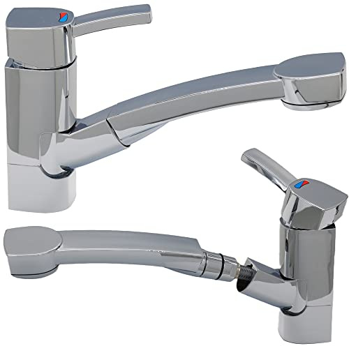 Wasserhahn Einhebelmischer Capri mit ausziehbarer Dusche + Schalter Chrom