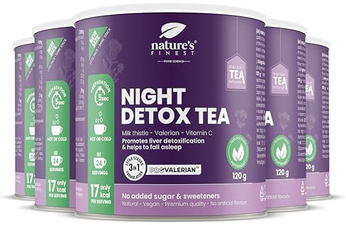 Nature's Finest Night Detox Tea, Instant-Tee 600 g (5er Pack) | Instant-Teemischung mit Weißtee-Extrakt, Mariendistel, Baldrian & Vitamin C - Pfefferminzgeschmack, abends