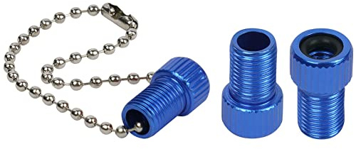 Flintronic Mässingsadapter, 3 stycken cykelventilsadapter, cykelbilventil, ventiladapter, cykelbilventil med tätningsring, blå