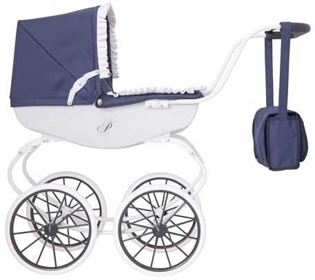 Bella Rosa Pram | Traditional Style Carriage Dolls Pram | Premium English Traditional Carriage Pushchair | Push Along Pram With White Wheels | Pushchair & Pram Toys For Kids Aged 3+ (Windsor)