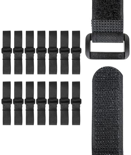Nastro a strappo con fibbia, 15 pezzi, lunghezza 20 cm, in nero, cavo in nylon, fibbia Nastro, organizer per cavi richiudibile, fascette per cavi Chiusura
